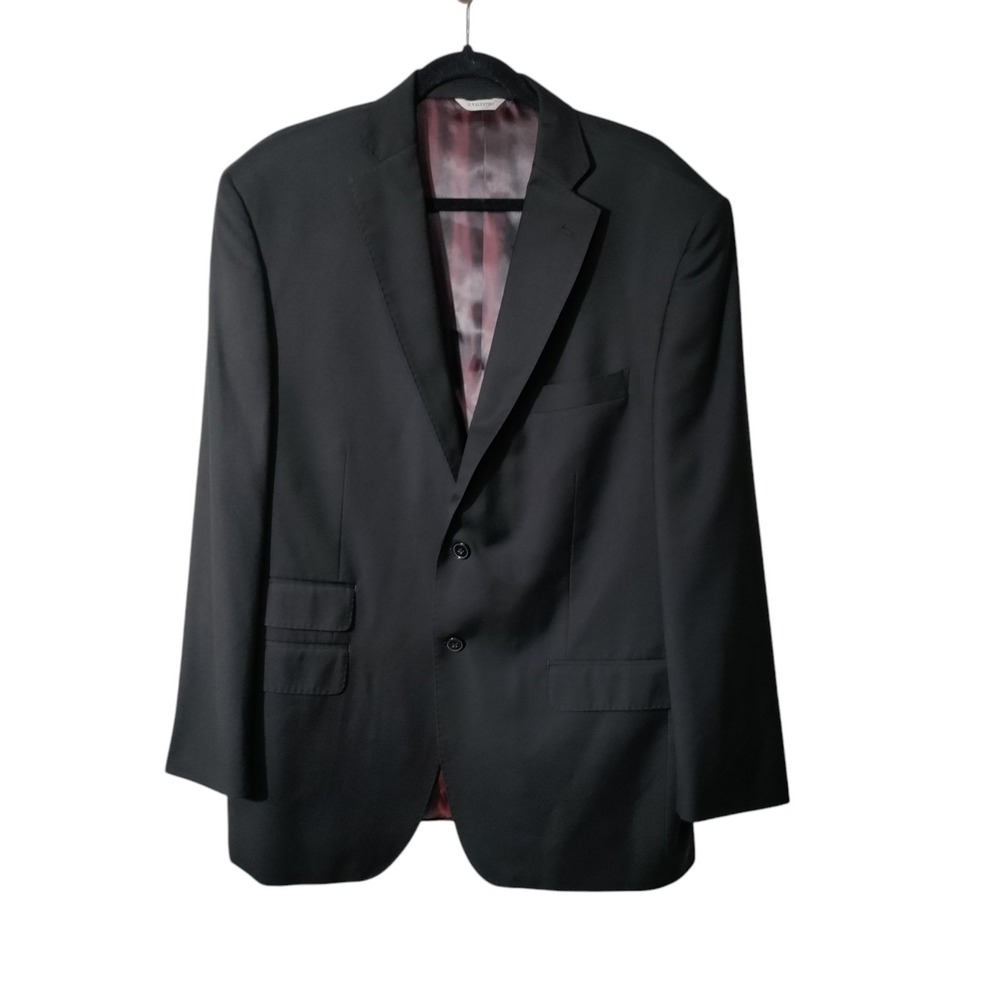 Gino Valentino Luigi Botto Wool Silk Blazer Sport Coat Black 44R Made in Italy